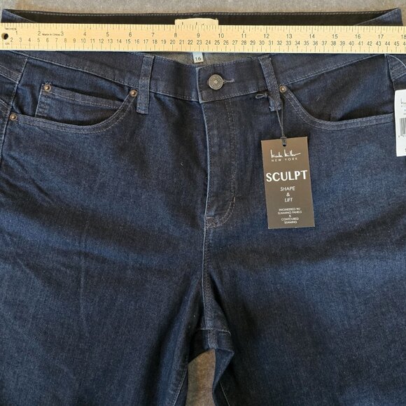 Nicole Miller SOHO High Rise Skinny Sculpt Shape & Lift Dark Denim Jeans Size 16 - Picture 9 of 12